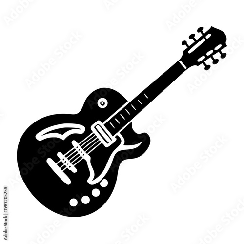 archtop guitar silhouette icon illustration for music instrument jazz performance and sound design