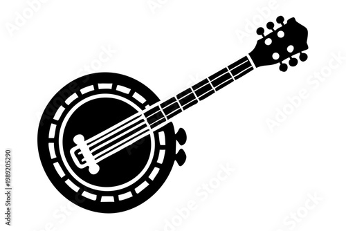 resonator banjo silhouette illustration for music instrument bluegrass performance and sound design