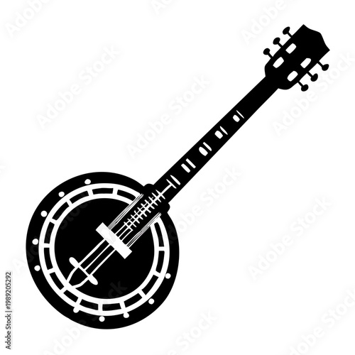 resonator banjo silhouette icon illustration for music instrument bluegrass performance and sound design
