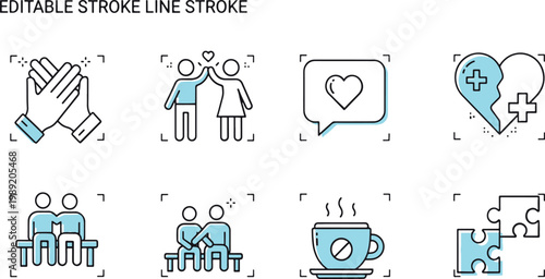 Illustrations depicting various themes of love, relationships, and emotional connections