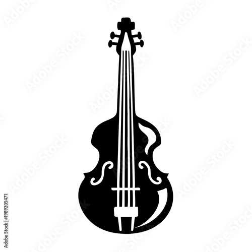 fretless bass guitar silhouette illustration for music instrument performance and sound design