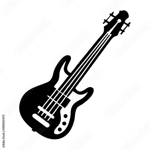 five string bass guitar silhouette illustration for music instrument performance and sound design