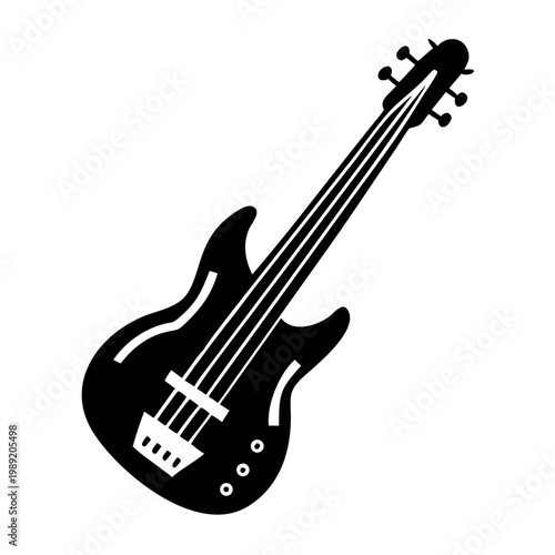 fretless bass guitar silhouette illustration for music instrument performance and sound design
