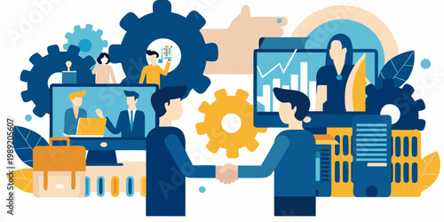 Digital communication and collaboration connecting people through technology