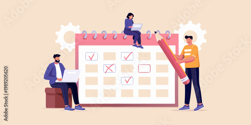 Team planning and scheduling with a large calendar and checklist items