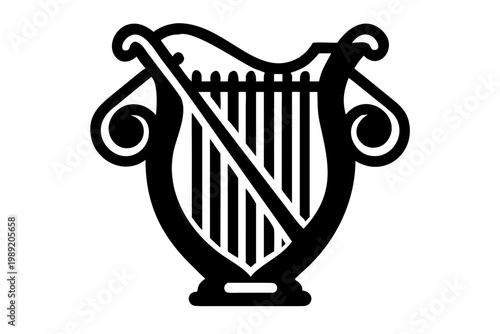 bass harp silhouette illustration for music instrument orchestral performance and classical design