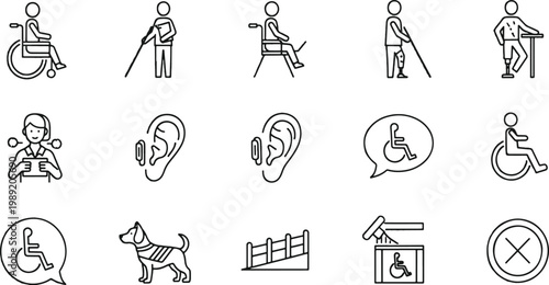 Symbols and icons representing accessibility and disability awareness