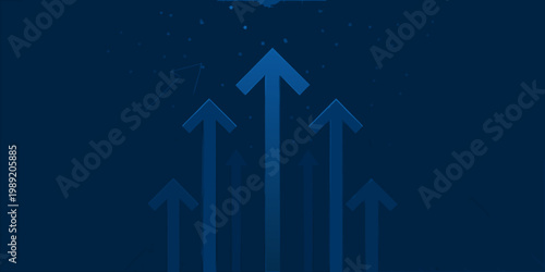 Three bright blue arrows pointing upwards against a dark blue background