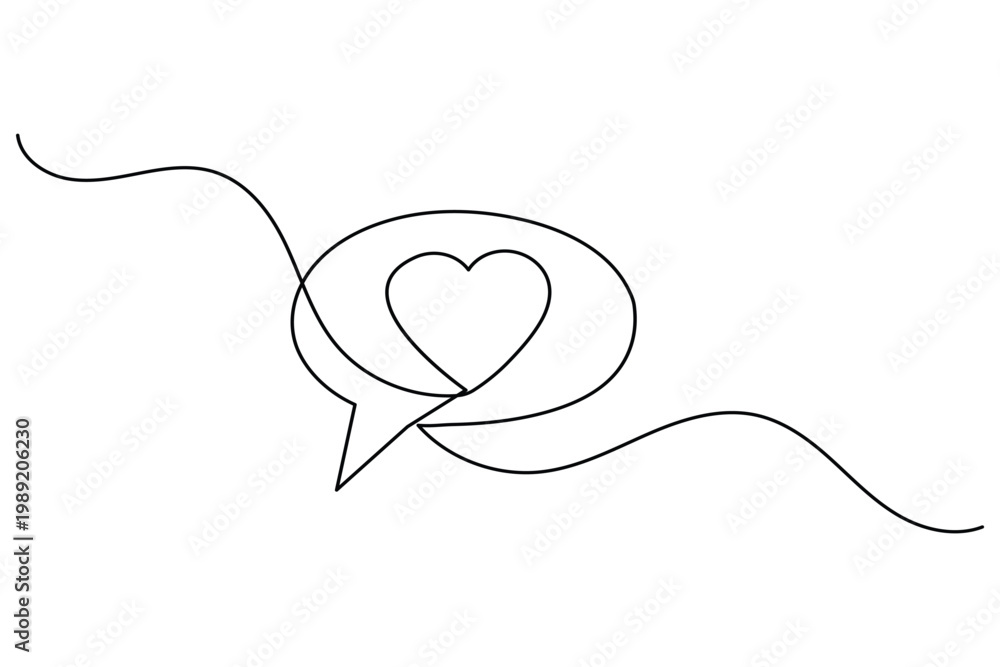 Fototapeta premium Speech bubble continuous one line minimalist vector illustration for communication design