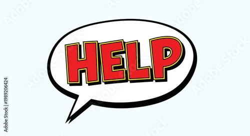 Help speech bubble in comic book style.