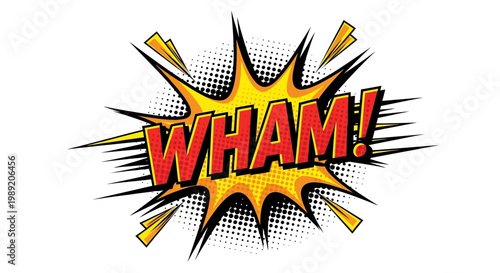 Dynamic Wham Comic Book Style Explosion Sound Effect.