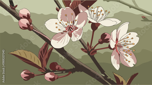 Generative AI-flowers on the old paper