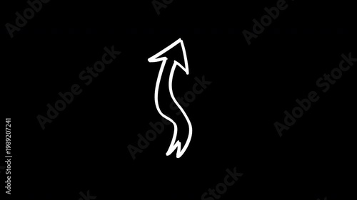 White winding arrow pointing upwards on a transparent background. Suitable for presentations, business growth concepts, success strategies, and financial reports.
