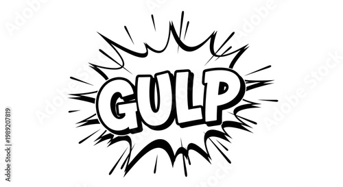Comic book style GULP speech bubble with explosion effect.