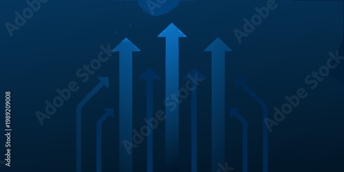 Abstract blue background featuring multiple upward pointing arrows