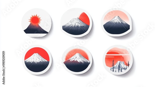 Sticker Pack of Japan Fuji Mountain