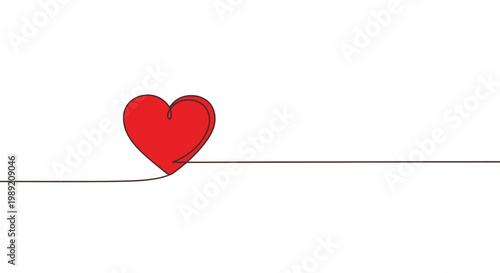 Red heart shape on a line.