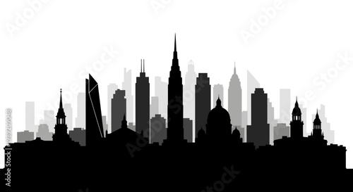 City Skyline Silhouette Urban Landscape.