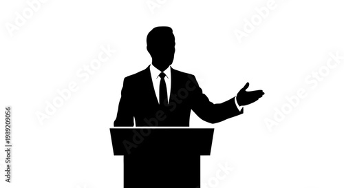 Businessman Speaking at a Podium.