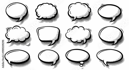 Black and white speech bubbles.