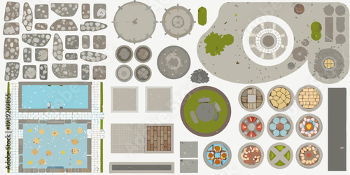 A collection of stylized top down game assets for building environments