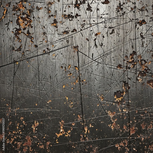 Abstract Grunge Background with Rusty Metal Texture and Orange Spots