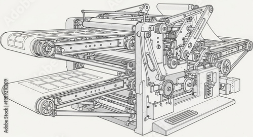 Detailed illustration of industrial machine.