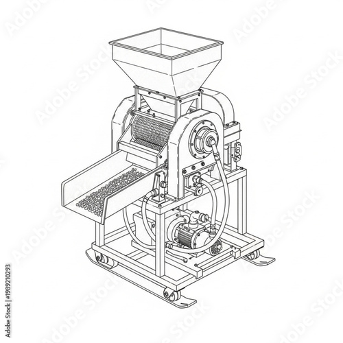 Industrial machine with rotating parts.