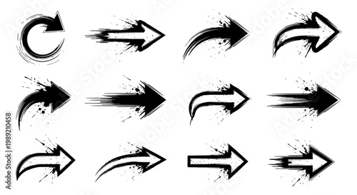 Black Arrows Pointing Directions Signs.