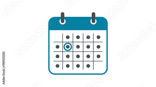 Teal calendar with marked date.