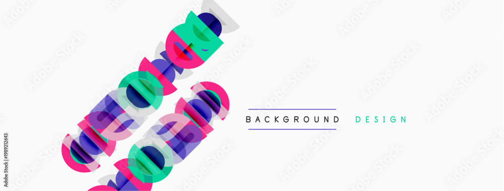 Naklejka premium Abstract colorful text layers over white background. Modern design elements create dynamic visual impact. Simple, clean aesthetic.