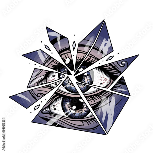 Shattered Eyes Abstract Art Illustration