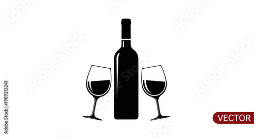 Wine bottle with two glasses.