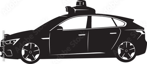 Black autonomous vehicle, self-driving car, driverless transport, futuristic automotive