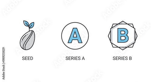 Seed Series A and Series B funding stages for startup businesses.