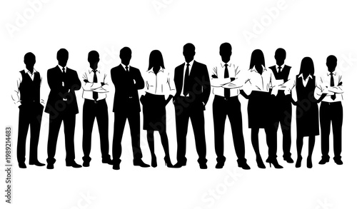 Business team silhouette vector corporate group standing professionals illustration