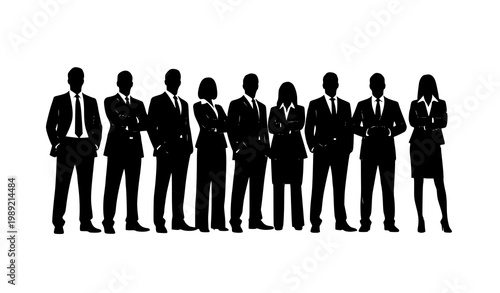 Business professionals silhouette vector standing team corporate people illustration