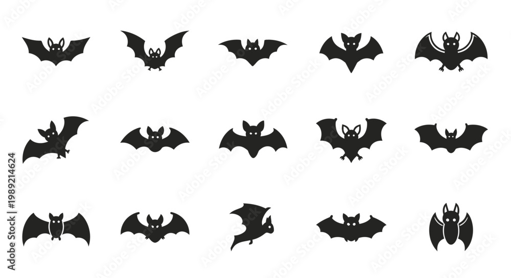 Fototapeta premium Black Bat Silhouettes Flying