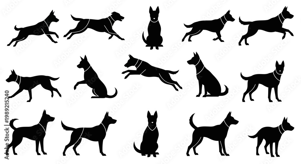 Obraz premium Dog Silhouette Icons