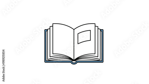 Open book graphic with blue cover and white pages symbolizing education, learning, literature, and the pursuit of knowledge for students.