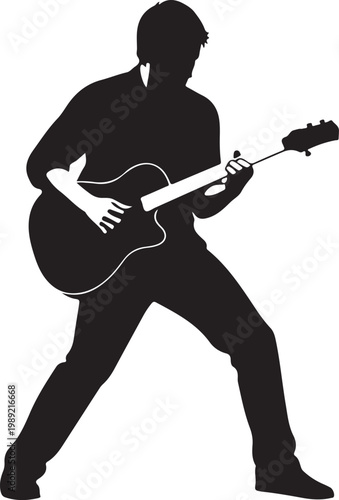 Music, Guitar, Silhouette, Vector Illustration, Black and White, Rock Musician