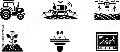 Smart farming and agricultural technology icons a modern approach to food production