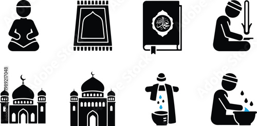 Photos Islamic icons and symbols a collection of black silhouette illustrations represe