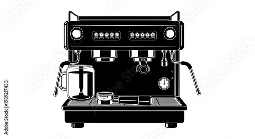 Commercial espresso coffee machine front.