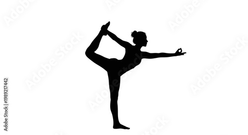 Woman in yoga dancing pose silhouette.