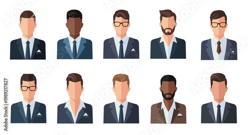 Diverse Group of Business Men Faces.