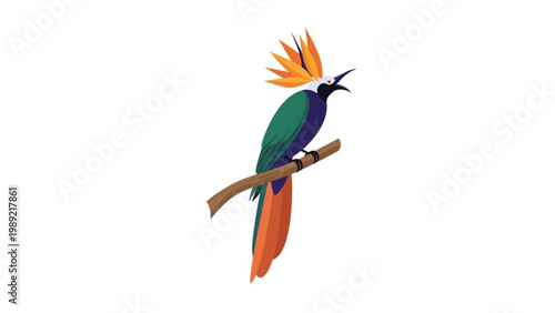 Exotic Bird of Paradise Perched on a Branch
