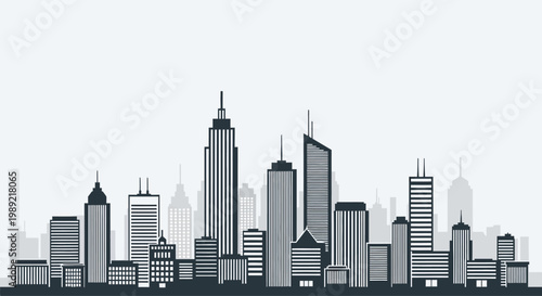 Modern Cityscape Skyline with Tall Buildings and Urban Architecture.