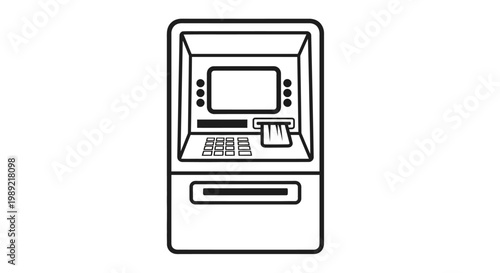 Automated Teller Machine ATM line art illustration.