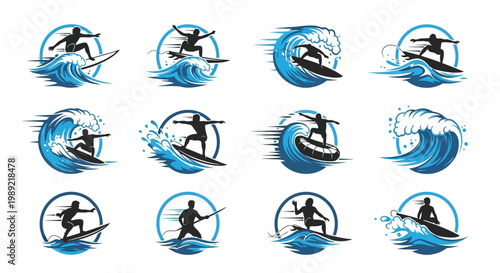 Surfing man on a wave board.